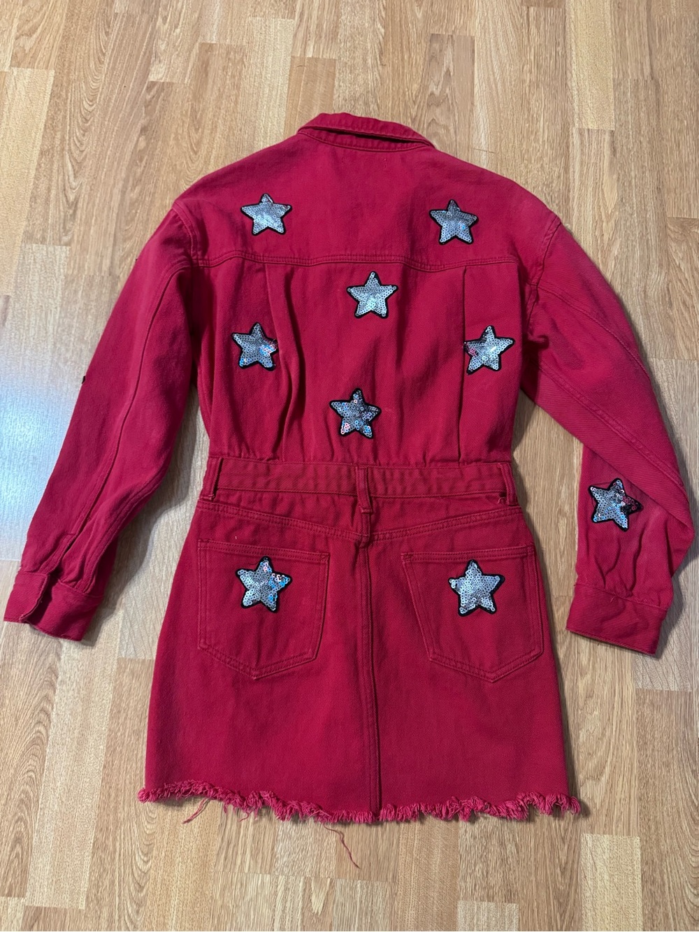 Buddy Love Raelynn Western Rodeo Cowboy Festival Denim Star Dress in Red Size S - Picture 7 of 7